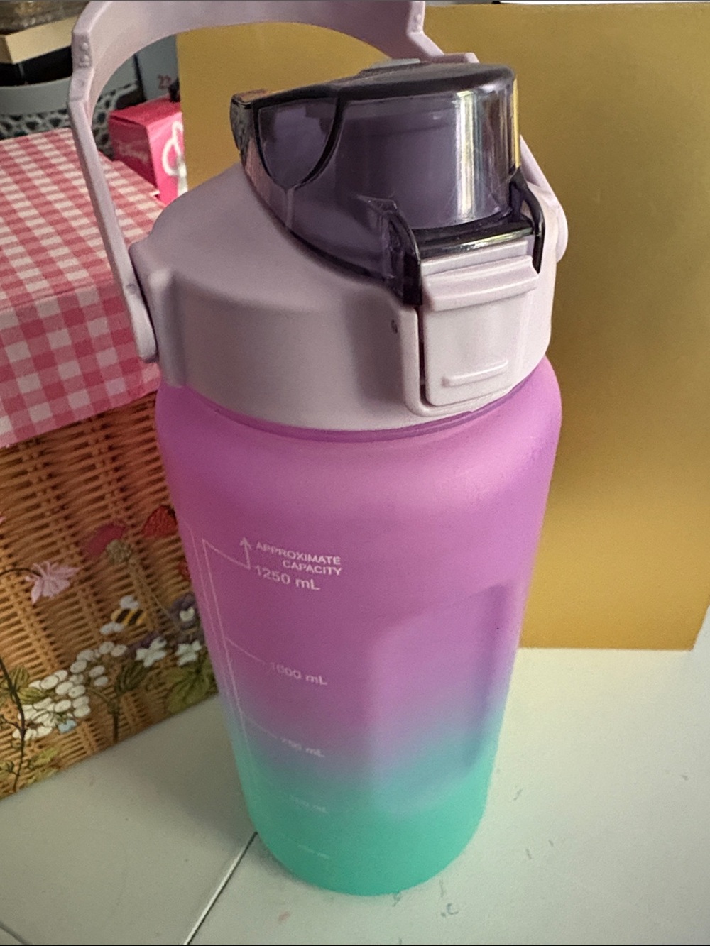 Ombre Pink to Teal Large Flip-Top Water Bottle